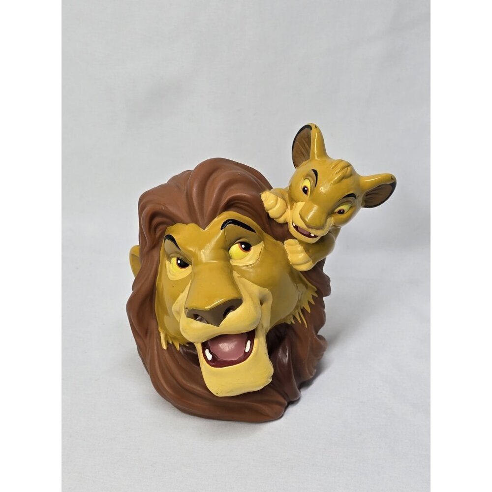 Vintage The Lion King Mufasa and Simba Vinyl Piggy Coin Bank Disney